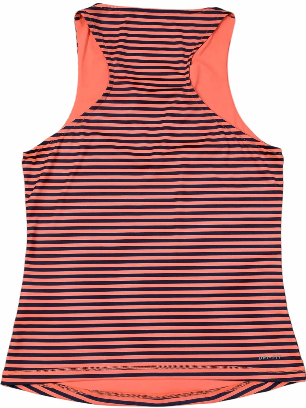 Nike Dri-FIT Women Medium Coral/Orange Navy Striped Racerback Athletic Tank Top